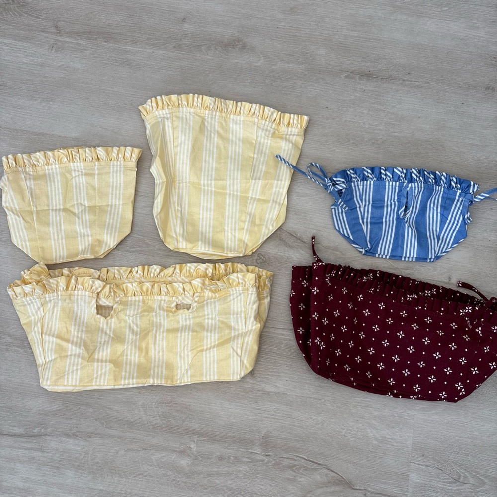 Vintage Longaberger Basket 100% Cotton Liner Lot. Red Yellow Blue Stripes